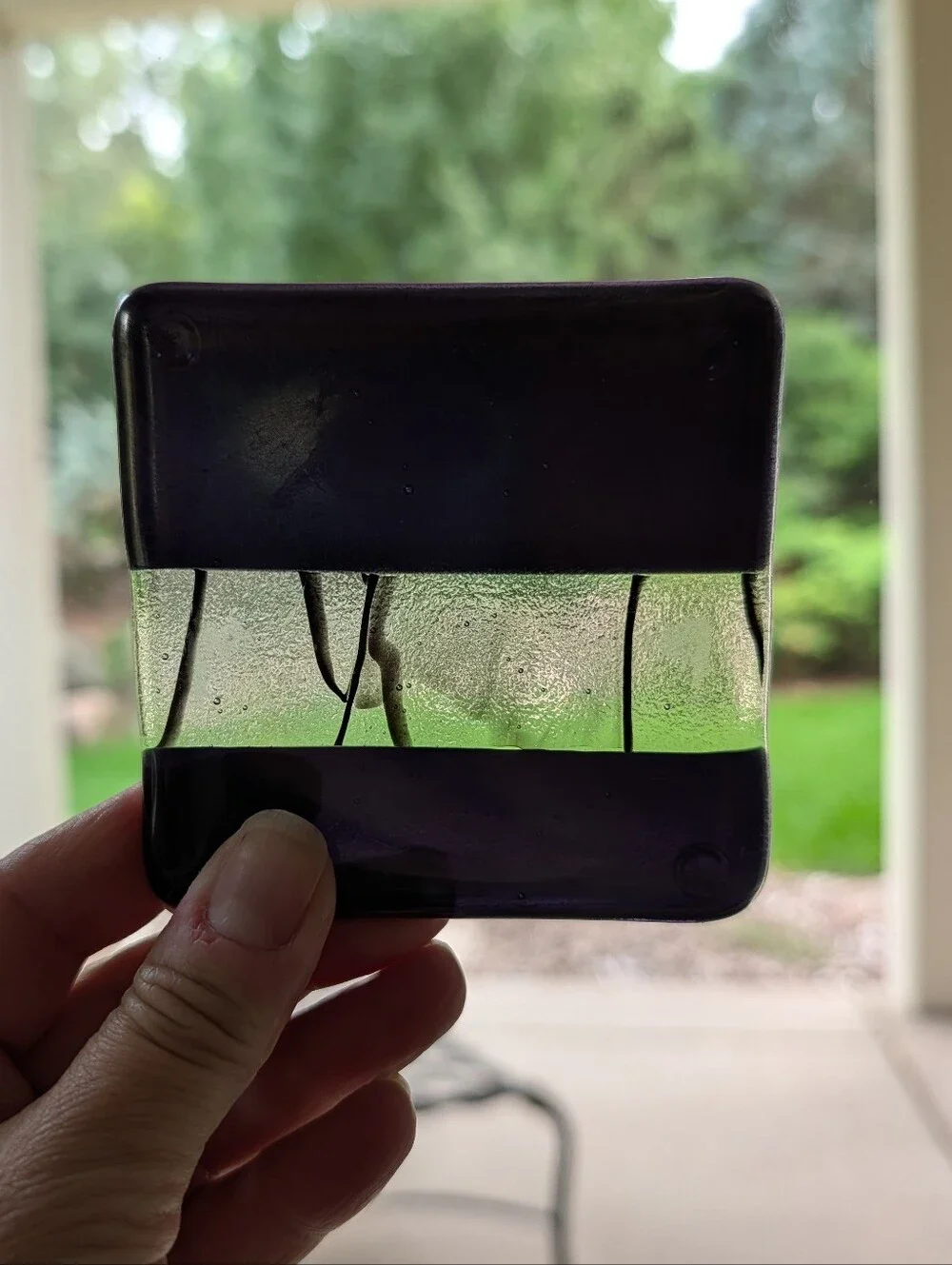 set of 4 RECYCLED DICHROIC FUSED GLASS COASTERS chris paulson